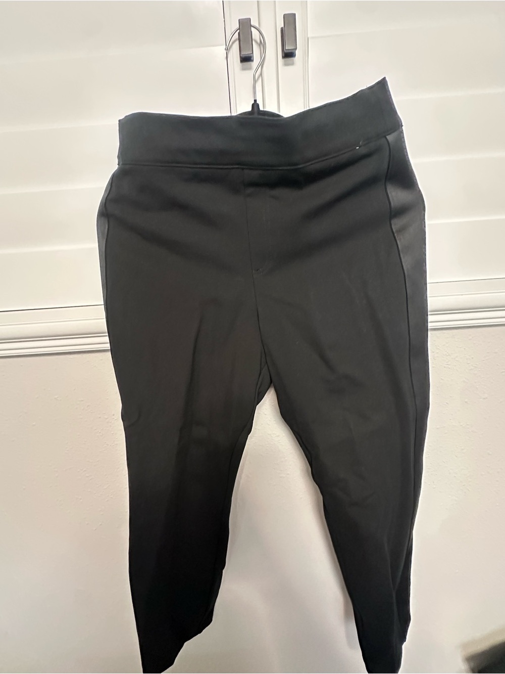 Spanx The Perfect Black Pant Satin Tuxedo Side Stripe Ankle Slim Straight